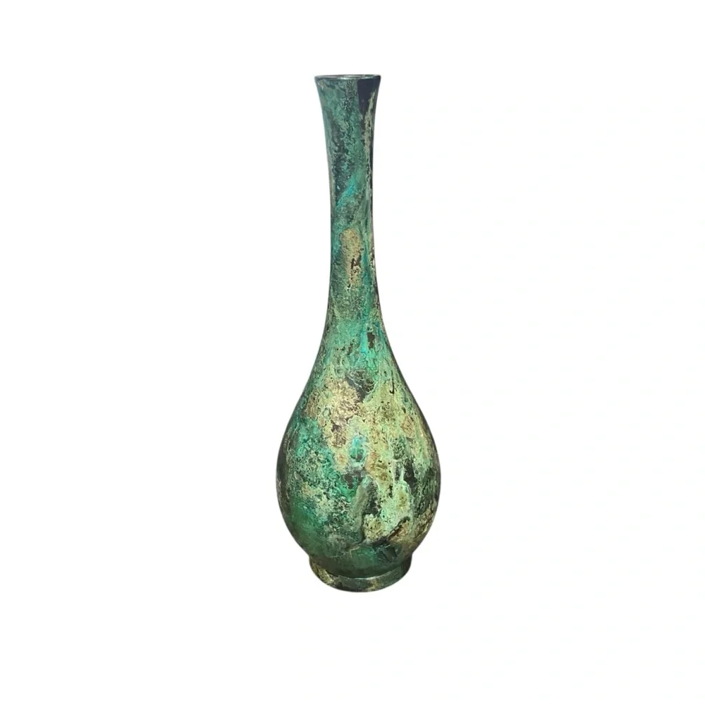 Antique Japanese Bronze Soliflor Vase Amazing Patina